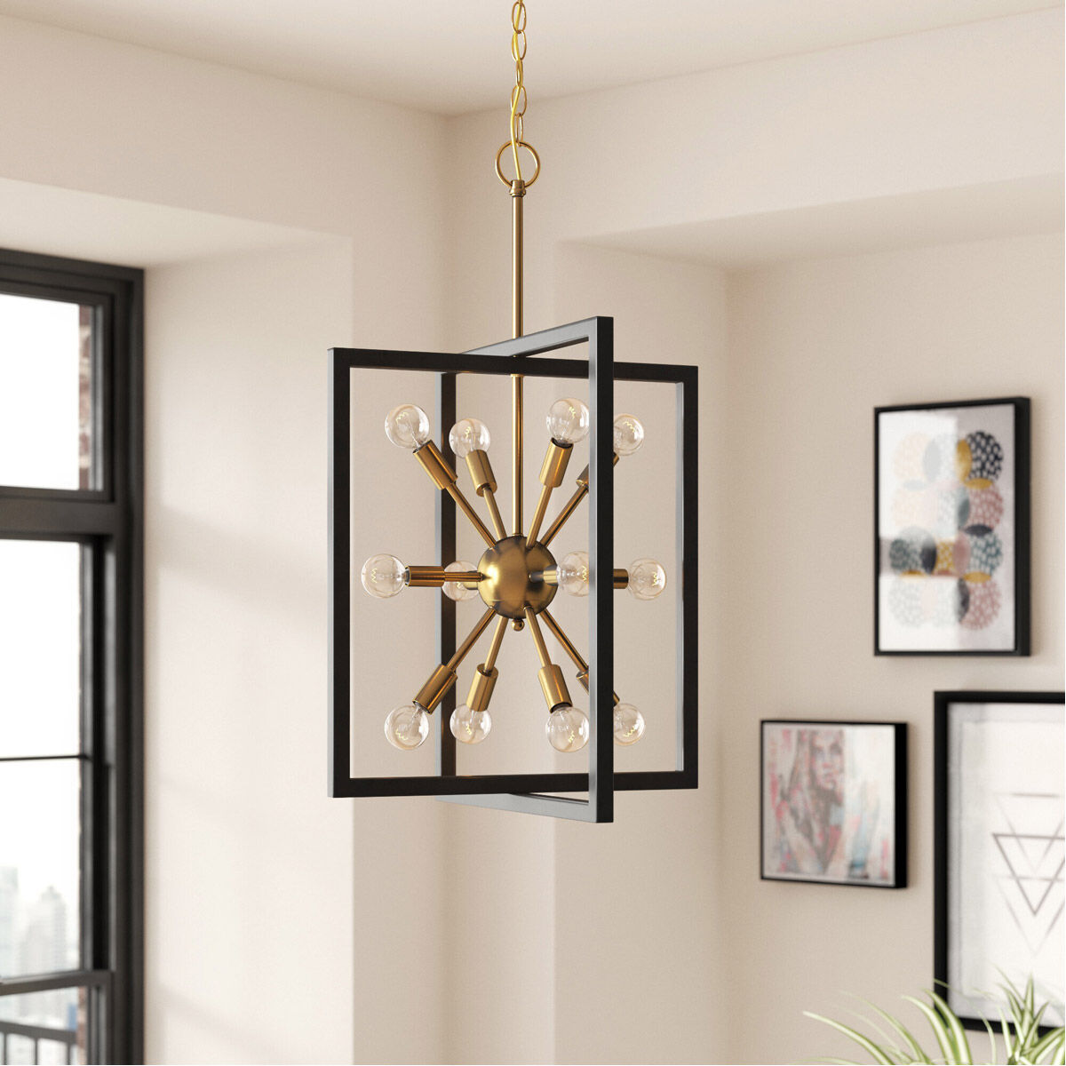 Xander 12 Light 19 inch Aged Warm Brass Pendant Ceiling Light